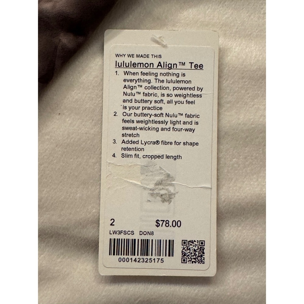 Lululemon Align Tee Diamond Dye Graphite Grey Pink Pastel Nulu Crop Top Size 2 - Picture 5 of 5
